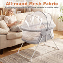 2 in 1 Baby Bassinet with Rocking Motion Foldable Bedside Sleeper with Breathable Mesh