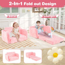 2-in-1 Folding Kids Couch with Blanket Glow in the Dark-Pink