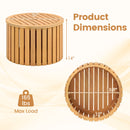 2-in-1 Outdoor Side Table with Storage Acacia Wood Slatted Coffee Table Square and Round Slatted End Storage Box