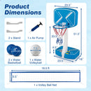 2-in-1 Pool Basketball Hoop & Volleyball Net with Weighted Base