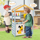 2 in 1 Wooden Mud Kitchen with Removable Water Box and Storage Bag-Gray