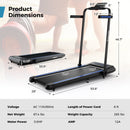 2 in 1 Folding Treadmill with Incline with Remote Control