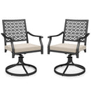 2 Pieces Outdoor Swivel Chairs Patio Dining Chairs with Padded Cushions-Beige