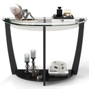 2-tier Tempered Glass Console Table with Clear Glass Top and Open Shelf