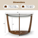 2-tier Tempered Glass Console Table with Clear Glass Top and Open Shelf