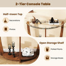 2-tier Tempered Glass Console Table with Clear Glass Top and Open Shelf