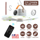Rechargeable Tent Ceiling Fan with LED Light & Remote