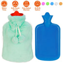 2L Hot Water Bottle w/ Plush Cover Classic Natural Rubber Hot Water Bag Feet WarmerÊFor Pain Relief Hot Compress Heat Therapy Warm Neck Shoulders