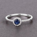 0.38 Carat Genuine Blue Sapphire and White Diamond 14K White Gold Ring