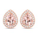 2.03 Carat Genuine Morganite and White Diamond 14K Rose Gold Earrings