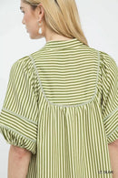 Umgee Striped Puff Sleeve Shift Dress