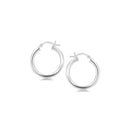 Sterling Silver Polished Hoop Motif Earrings with Rhodium Plating (20mm)