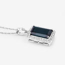 3.55 Carat Genuine Green Tourmaline and White Diamond 14K White Gold Pendant