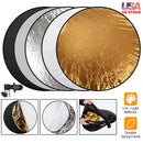 42.5In 5 In 1 Photography Round Light Reflector Collapsible Multi Disc Light Diffuser w/ Storage Bag Translucent Silver Gold White Black 5 Colors Refl