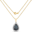 14K Yellow Gold Plated 0.81 Carat Genuine Blue Diamond and White Diamond .925 Sterling Silver Pendant