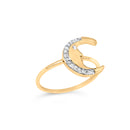 10K Yellow Gold 1/10 Cttw Diamond Crescent Moon Ring (I-J Color, I1-I2 Clarity) - Ring Size 6