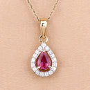 1.03 Carat Genuine Ruby and White Diamond 14K Yellow Gold Pendant