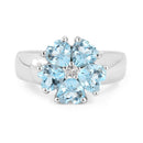 2.58 Carat Genuine Blue Topaz and White Topaz .925 Sterling Silver Ring