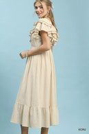 Umgee Textured Ruffle Midi Dress