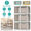 3Pcs Foldable Storage Bins with Lid 4 Doors Collapsible Stackable Closet Organizer Containers with Lock 4Pcs Wheels
