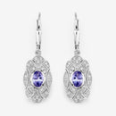1.12 Carat Genuine Tanzanite and White Topaz .925 Sterling Silver Earrings