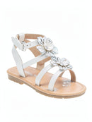 Petalia Little Girls Flowers And Shimmer Detail Sandals, Size 9/White