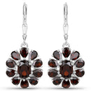 13.82 Carat Genuine Garnet and White Topaz .925 Sterling Silver 3 Piece Jewelry Set (Ring, Earrings, and Pendant w/ Chain)