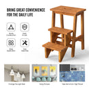 3-in-1 Rubber Wood Step Stool with Convenient Handle-Dark Brown