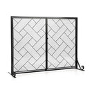 2-Panel Fireplace Screen Folding Metal Fire Place Safety Fence with Magnetic Doors