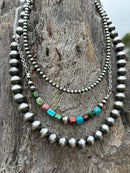 3-pc Silver Pearl Strands & Jasper Necklace Stack