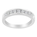 18K White Gold Round Diamond 1/2 Cttw Channel Band Ring
