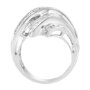 10K White Gold Round and Baguette Cut Diamond Channel Ring (3/4 Cttw, H-I Color, SI2-I1 Clarity) - Size 7