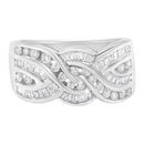 10K White Gold Diamond Bypass Ring (1 Cttw, H-I Color, I1-I2 Clarity) - Size 6-3/4