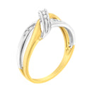 10K Yellow and White Gold 1/20 Cttw Round-Cut Diamond Bypass Ring (I2 Color, I-J Clarity)