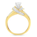 14K Two-Toned Gold Round, Baguette and Princess Cut Diamond Ring (1 1/8 Cttw, H-I Color, SI2-I1 Clarity) - Size 6