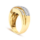 14K Yellow Gold 1.0 Cttw Diamond Wave Design Band Ring