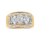 10K Yellow and White Gold 1 1/2 Cttw Pear Shaped 3 Stone Style Diamond Ring Band (H-I Color, SI1-SI2 Clarity) - Ring Size 7