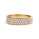 14K Yellow Gold Pave Set 3/4 cttw Multi Row Diamond Band Ring (H-I Color, SI2-I1 Clarity) - Size 7