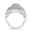 10K White Gold 1.0 Cttw Diamond Rectangular Cushion Shaped Cluster Halo Flared Band Cocktail Fashion Ring (H-I Color, SI2-I1 Clarity) - Size 7