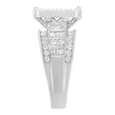 14K White Gold 2.0 Cttw Mixed-Cut Diamond Rectangle Invisible-Set Composite Cluster Ring with Bar- and Channel-Set Band (H-I Color, SI2-I1 Clarity) - Size 5