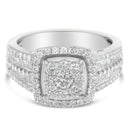 10K White Gold Diamond Cluster Ring (1 Cttw, H-I Color, I1-I2 Clarity) - Size 6-3/4