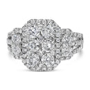 14K White Gold 2 1/4 Cttw Diamond Cocktail Cluster Ring (G-H Color, SI2-I1 Clarity) - Size 7