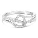 .925 Sterling Silver 1/8 Cttw Diamond Open Heart Leaf Curvy Bypass Accent Fashion or Promise Ring (I-J Color, I2-I3 Clarity) - Size 6