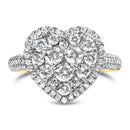 14K Yellow Gold 1 1/2 Cttw Diamond Heart Shaped Composite Ring (H-I Color, SI2-I1 Clarity) - Ring Size 7