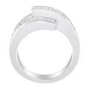 14K White Gold 2.0 Cttw Channel-Set Princess and Baguette-Cut Diamond Bypass Ring Band (G-H Color, SI1-SI2 Clarity) - Ring Size 6.5