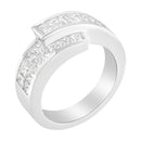 14K White Gold 2.0 Cttw Channel-Set Princess and Baguette-Cut Diamond Bypass Ring Band (G-H Color, SI1-SI2 Clarity) - Ring Size 6.5