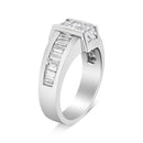 14K White Gold 2 3/4 Cttw Invisible-Set Princess and Channel-Set Baguette Diamond Step Up Cocktail Ring (G-H Color, SI1-SI2 Clarity) - Ring Size 9.25