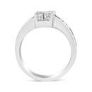 14K White Gold 2 3/4 Cttw Invisible-Set Princess and Channel-Set Baguette Diamond Step Up Cocktail Ring (G-H Color, SI1-SI2 Clarity) - Ring Size 9.25