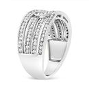 .925 Sterling Silver 1/2 Cttw Diamond Multi-Row Bypass Band Ring (I-J Color, I3 Clarity) - Size 7