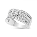 .925 Sterling Silver 1/2 Cttw Diamond Multi-Row Bypass Band Ring (I-J Color, I3 Clarity) - Size 7